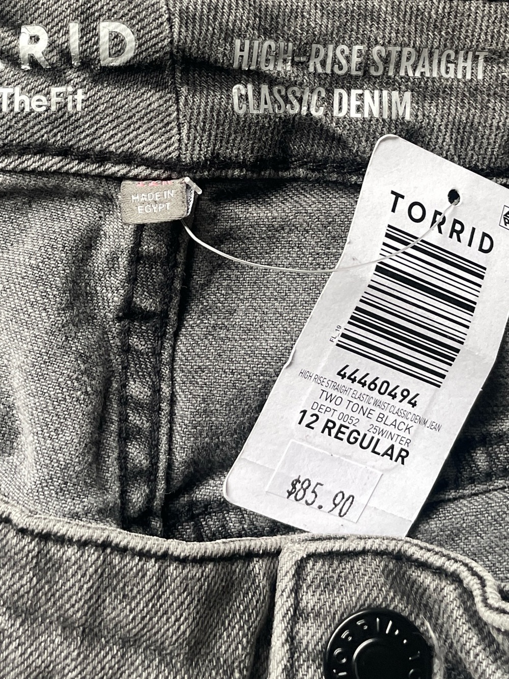 Torrid High-Rise Straight Colorblock Jeans NWT Black & Gray Two-Tone Denim - Picture 8 of 8